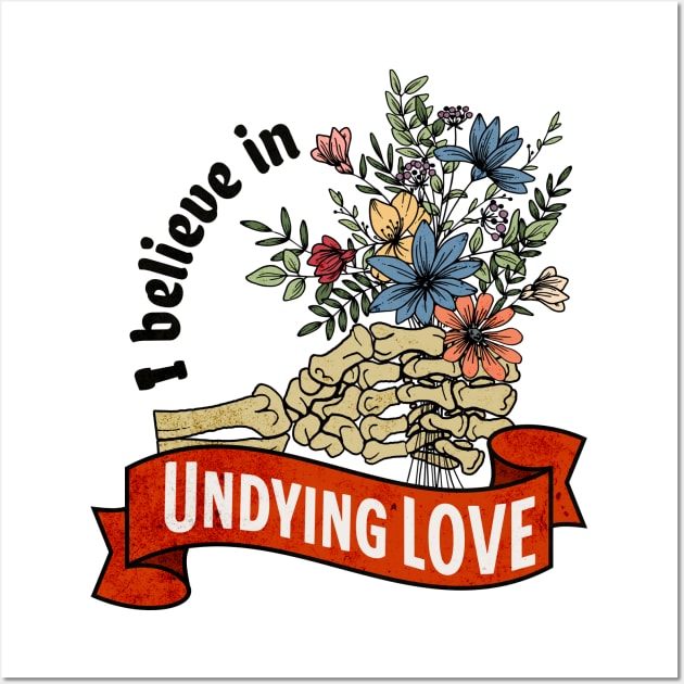 Undying Love Skeleton Hand with Flowers Wall Art by Serene Lotus